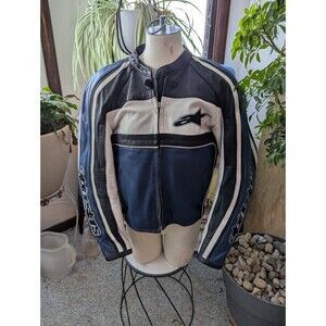 Women's Alpinestars Leather Padded Bikers Jkt Zip Out Lining Sz 12